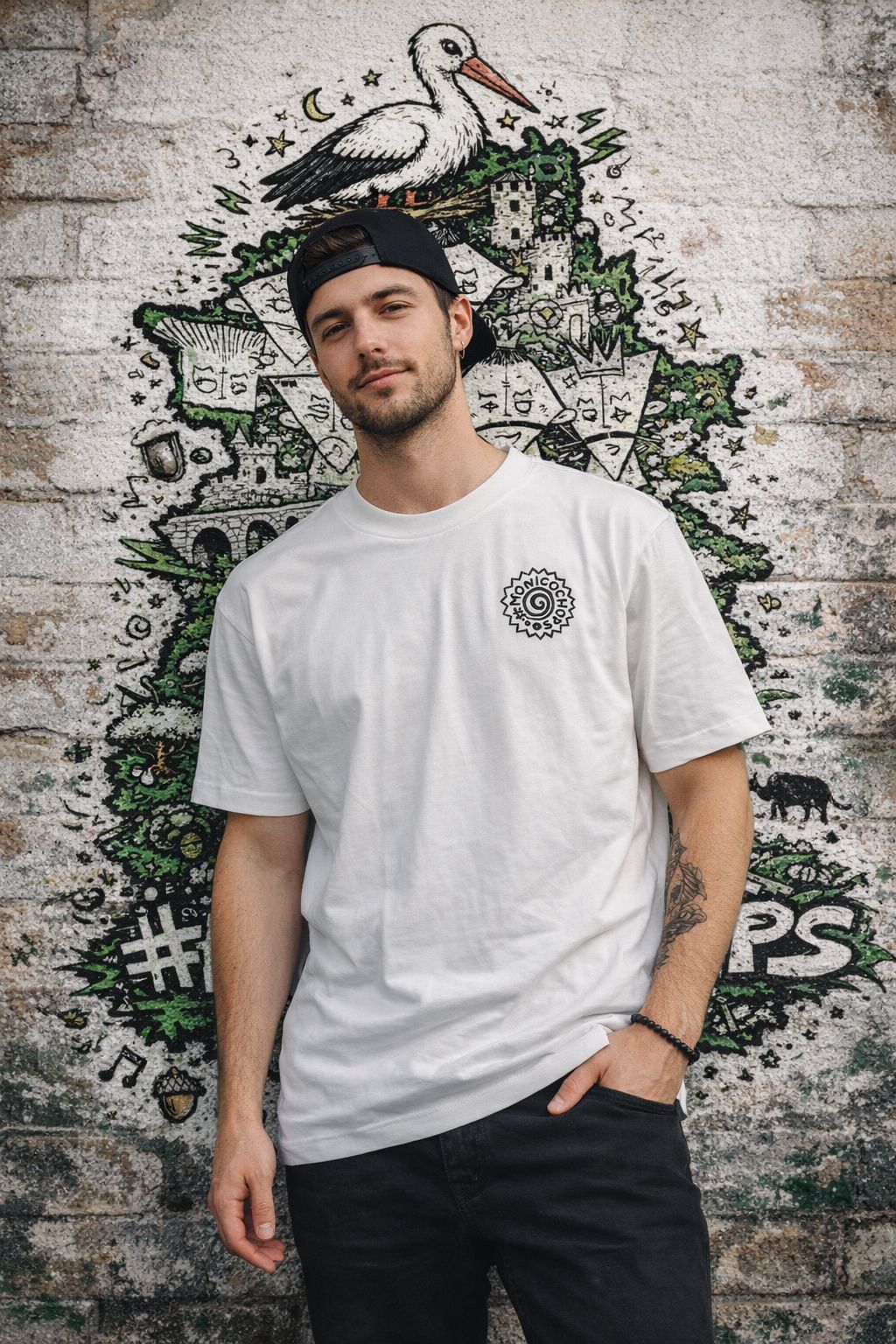 Camiseta oversize blanca XXL trasera